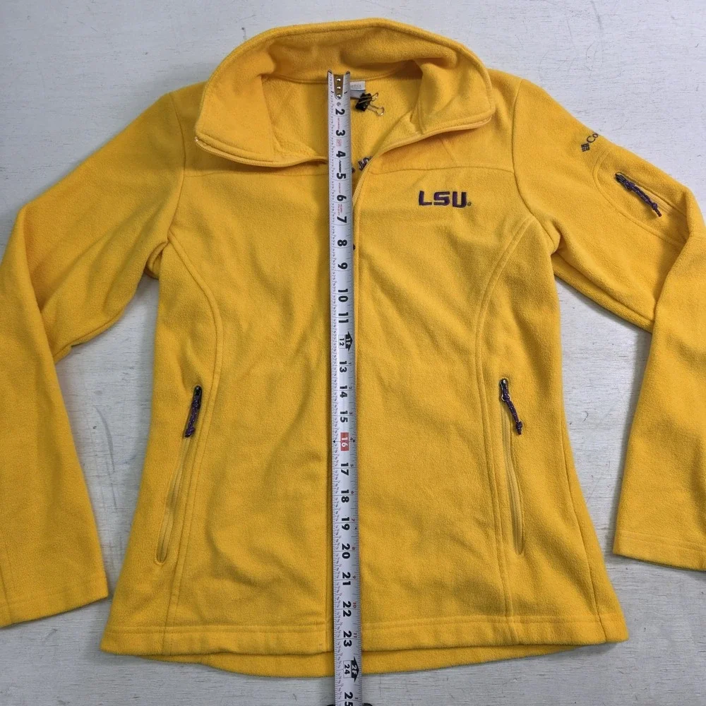 LSU Tigers NCAA Yellow Fleece Jacket Women's Sz S Columbia Pockets Full Zip‎ EUC